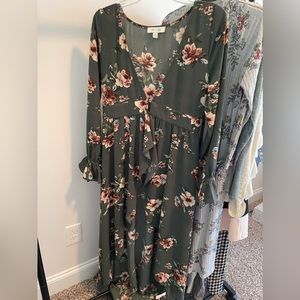 Floral long sleeve duster